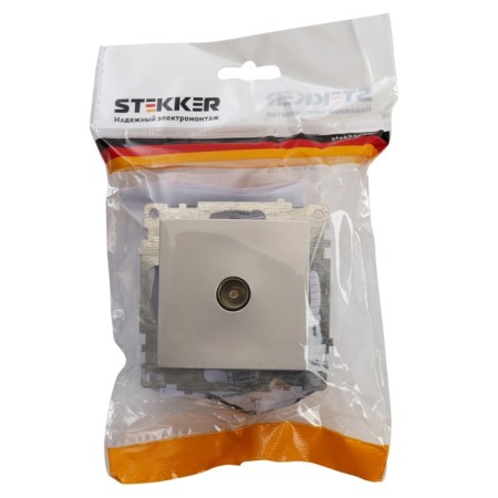 Television socket 1-seater, 75 Ohms, Stekker series Katrin, GLS00-7108-03, silver-4