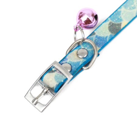 Collar "mermaid", artificial leather, 31 x 1 cm, mix of flowers-5
