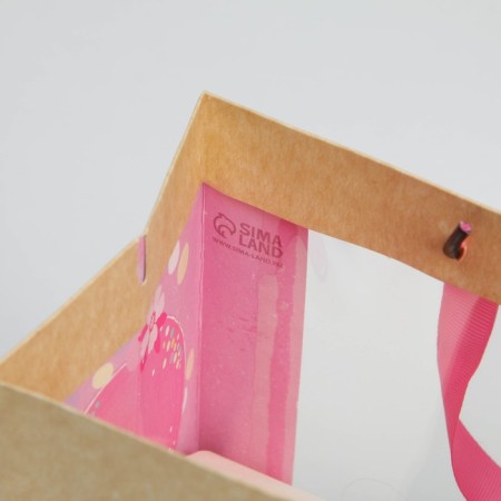 Gift Kraft with a plastic window, packaging, Happy Birthday, 24 x 20 x 11cm-5