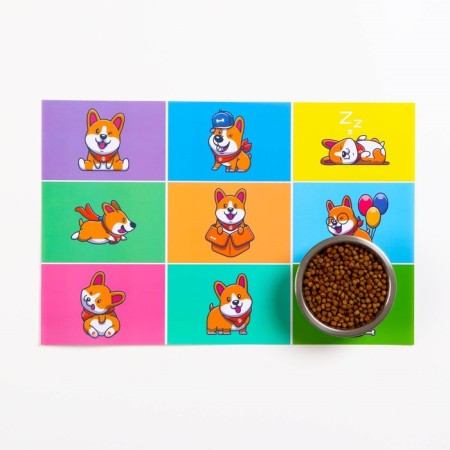 Rug for a bowl "Pigger", 43 x 28 cm, "Merry Corgi"-1