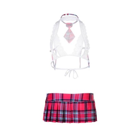 Schoolgirl's costume, pink-white color, OS size-3