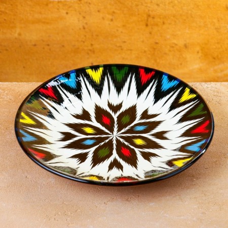 Plate of the Rishtan ceramics "Atlas", multi -colored, flat, 22 cm-2