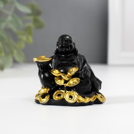 NECKE Polystone "Hotey with gold ingots and coins" Black 4x5.7x5.5 cm
