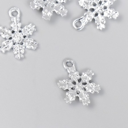 Decor for creativity metal, rhinestones "Snowflake" silver 1.6x2 cm-1