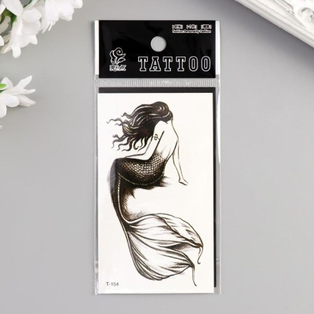 Tattoo on the body Black "Mermaid" 10.5x6 cm-2