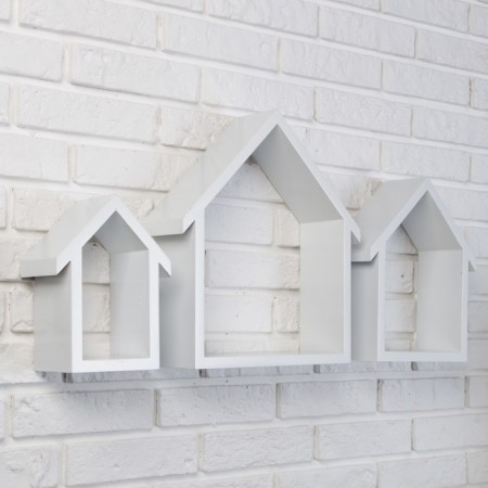 A set of wall shelves "houses" white, 3pcs, (36*33cm, 30*25cm, 22*17cm)-2
