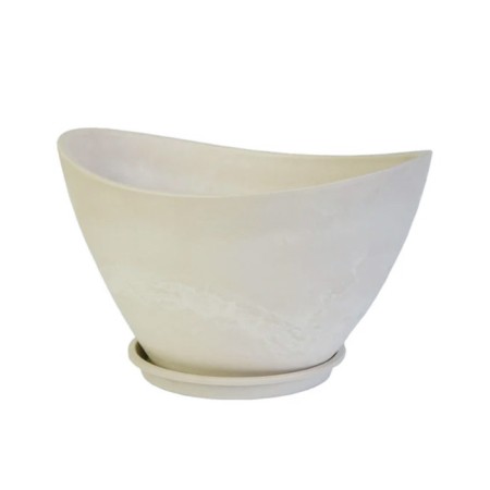 Pot for flowers and plants with a pallet, white stone boat 41x30x24cm, 11l-1