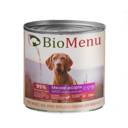 Wet feed Biomenu stewed meat assortment for dogs, 750 g