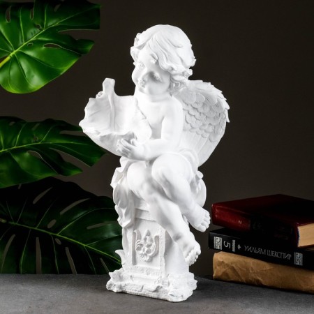 Figure "Angel with a bowl" White, 13x15x43cm-3