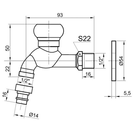 Bronze de Luxe 21982/2 crane, drain, for a bath, nozzle for a hose-1