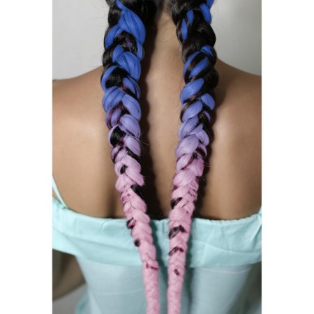 Zumba Kanecalon is three-colored, corrugated, 60 cm, 100 g, black/blue/light pink (#CY4)-1