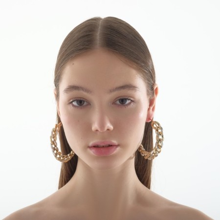 Ring Earrings "Chain", color with silver-gold, d = 7 cm-1