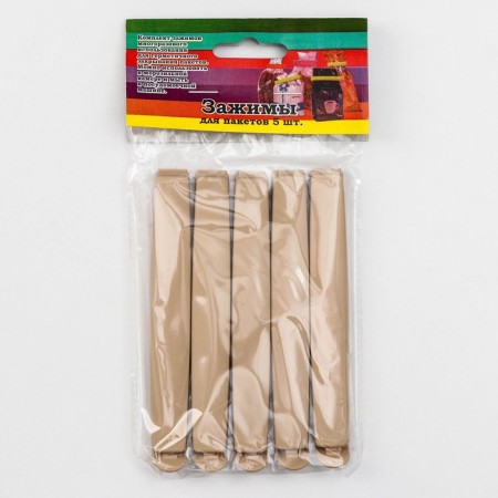 Clamps for packages, 12 cm, 5 pcs, color mix-3