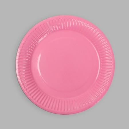 Plate disposable paper plain, pink color-2