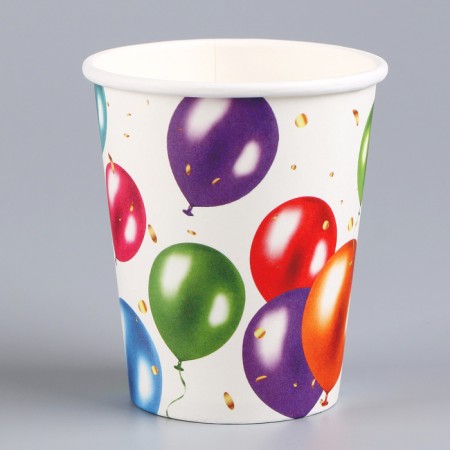 A one -time paper glass "Happy Birthday", balls ", 250 ml-2
