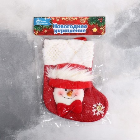 Soft suspension "Nosok - a snowman with a fluff" 13x17 cm, white -red-3