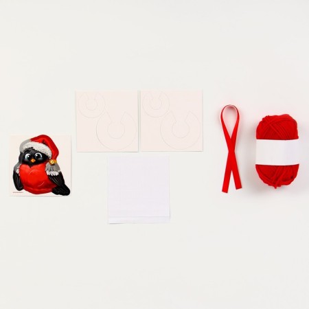 New Year's set for creativity. Fluffy toy "New Year! Bullfinch"-2
