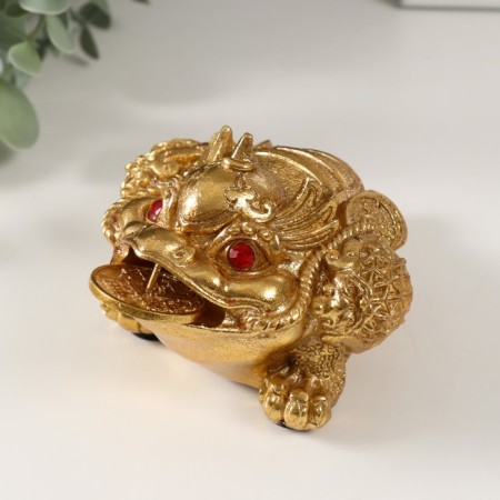 NECSK Polystone "Toad with reins and coin in the mouth" 9.5x12.5x6.5 cm-2