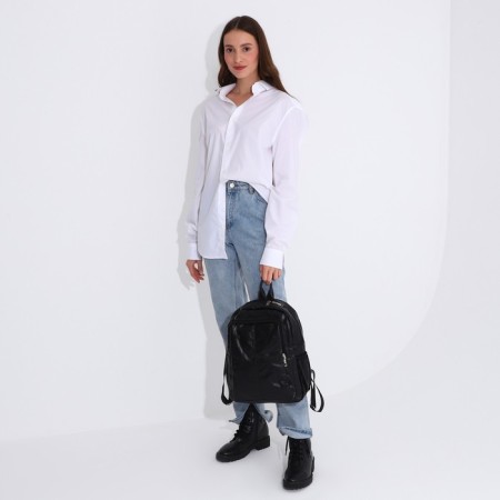 Women's backpack made of artificial leather with lightning, black color-5