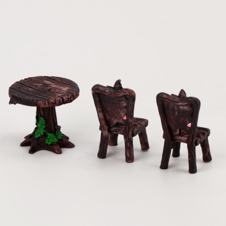 Miniature Puppet "Two for Two", set: table and 2 chairs-2
