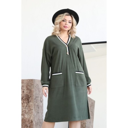 Women's dress, size 56, khaki color-1