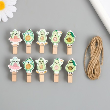 Decor for creativity tree "Procedic. Avocado and dancing" set of 10 pcs 3.9x2.3x1.2 cm