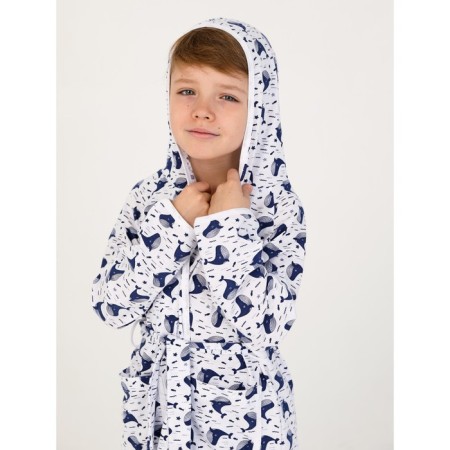 Children's robe with a hood, height 116 cm-3