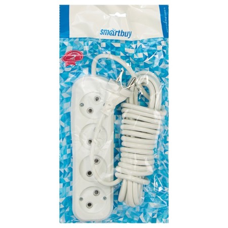 Extension cordBuy, 4 outlets, 5 m, 10 A, 2200 W, PVS 2x1 mm2, without salary, white-1