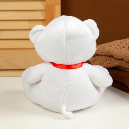 Soft toy "Bear", with hearts, 21 cm, white color-3