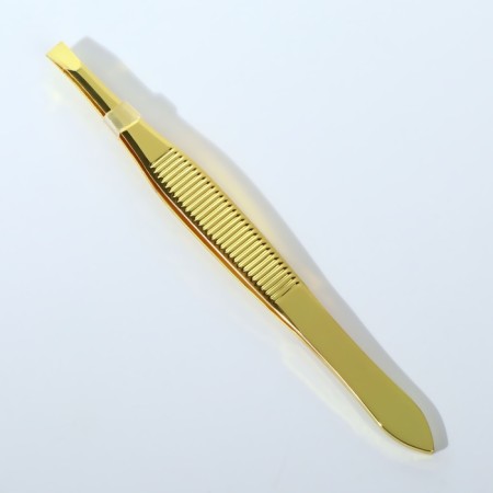 Direct, wide tweezers, 8.5 cm, golden color-5