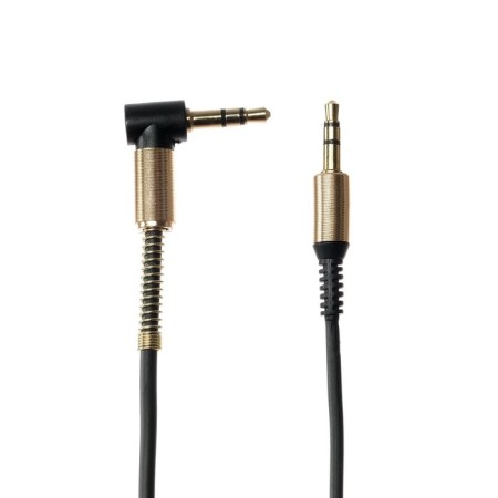 Audio Luazon, Jack 3.5 mm (M) -Jack 3.5 mm (M), corner, metal spring, 1 m, black-1