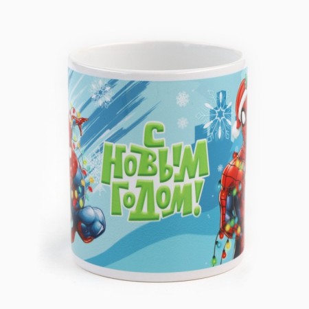 New Year. Mug ceramic sublimation, 320 ml, spider-man-1
