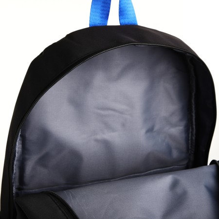 School backpack from textiles on lightning, 5 pockets, black/blue color-5