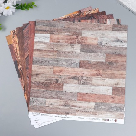 A set of scrapbooking paper "around me. Brown" 190 g/sq.m 30.5 x 30.5 cm 6 l-1