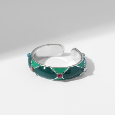 Ring "Ornament" multi, green color in silver, dimensionless-2