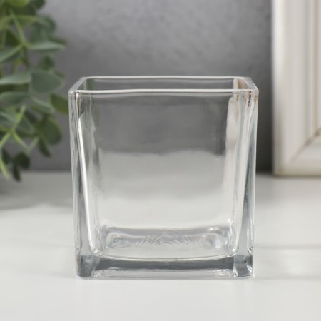 Glass of Glass for 1 candle "square" transparent 8x8x8 cm-1