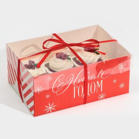 Box for Capcake "Congratulations on NG", 23 x 16 x 10 cm, New Year-1