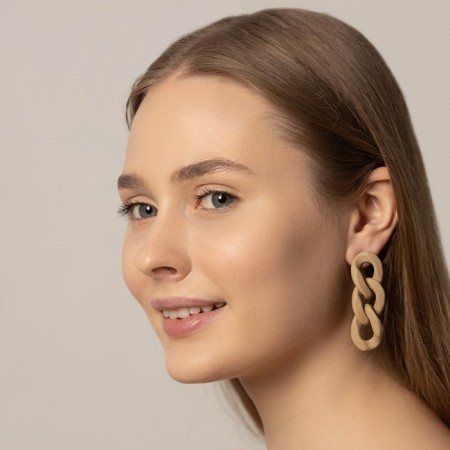 Earrings Metal "Chain" delight, the color is light brown-1