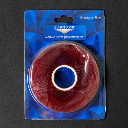 Cartage adhesive tape, transparent, bilateral, acrylic, 8 mm × 5 m-1