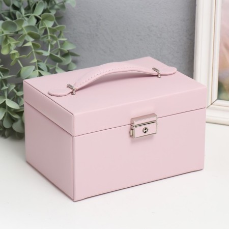 Casket to the leatherette to decorations the chest "Smoothness. Matte light pink" 11x18x13.7 cm