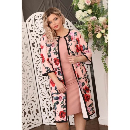 Cardigan female, size 54, pink color-5