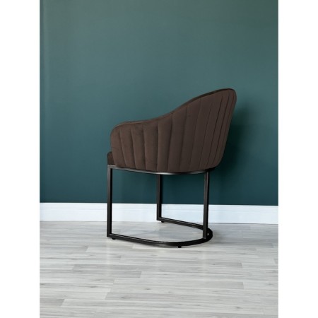SHELL chair, 56 × 63 × 83 cm, brown color, black frame-1