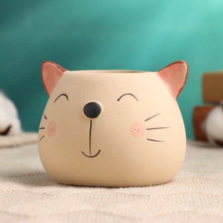 Kashpo "Good cat", 9x9x7cm, beige-2