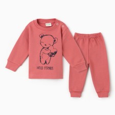 Kit for children (longshit, pants), carmine color, height 68