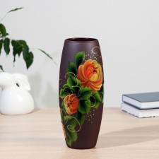 Khokhloma Vase Oval D-8CM, 10.5x26cm