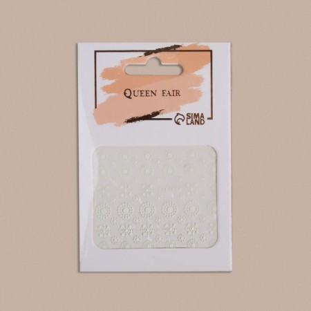 Nail stickers "Patterns", voluminous, white color-3