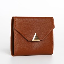 Women's wallet on the button, brown color