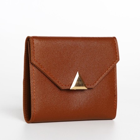 Women's wallet on the button, brown color
