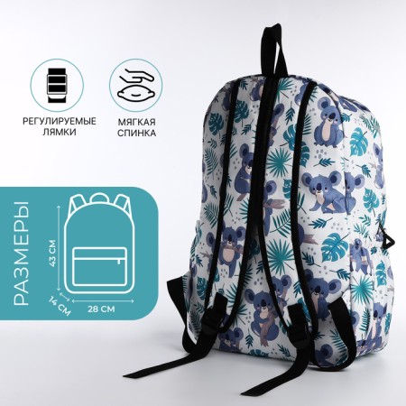School backpack from textiles, 3 pockets, white/multi -colored color-1