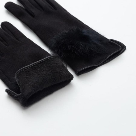 Female gloves minku "fluff", size 6.5, black color-2